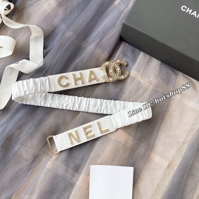 Chanel經典款女士皮帶 香奈兒cc經典logo扣精品彈力扣腰帶  jjp1152